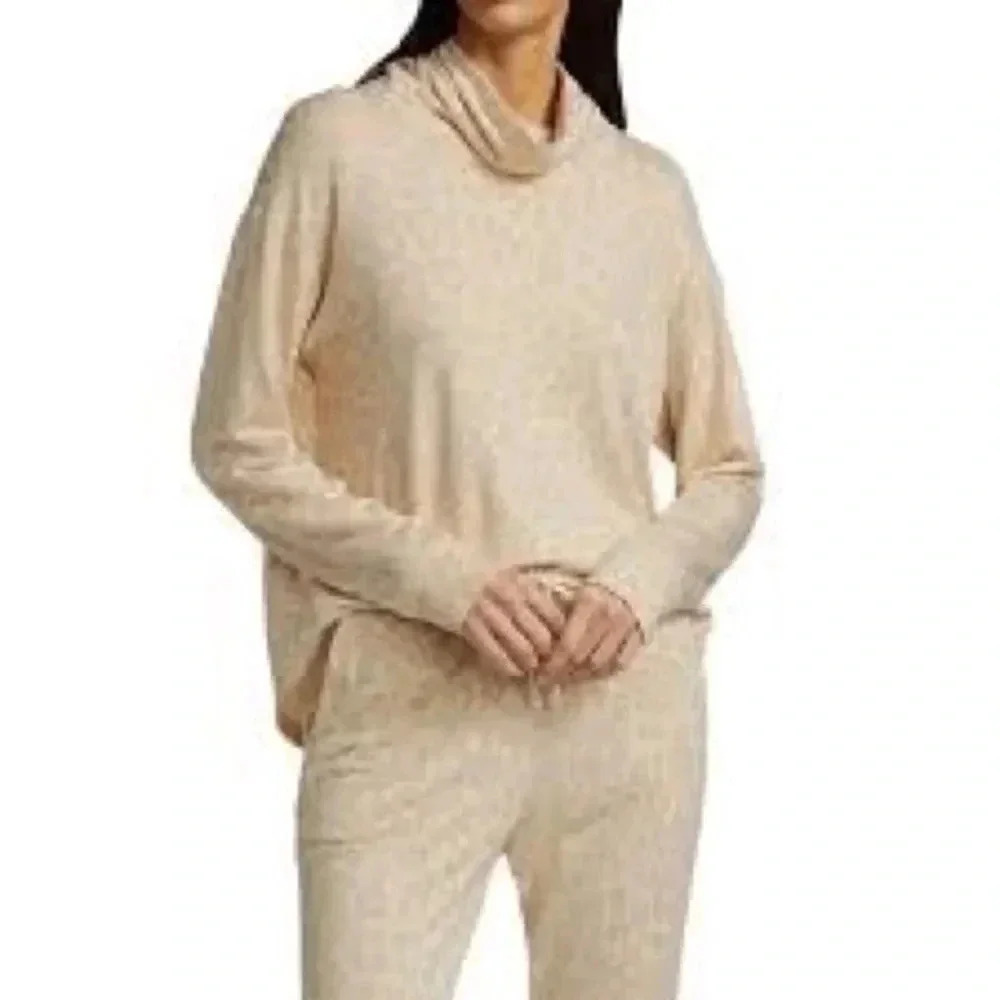 Splendid leopard cowlneck sweater Large